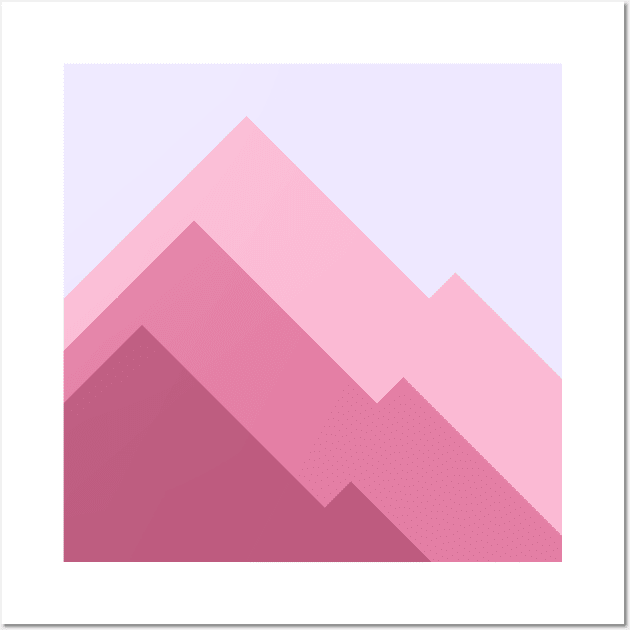 Abstract Pink Geometric Mountains Wall Art by AbstractIdeas